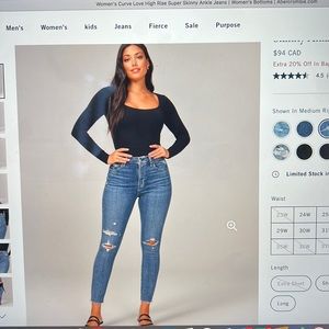 Curve love high rise super skinny ankle jeans